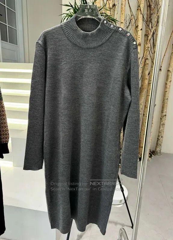 YSL Gray Wool Women's Dress Size L .