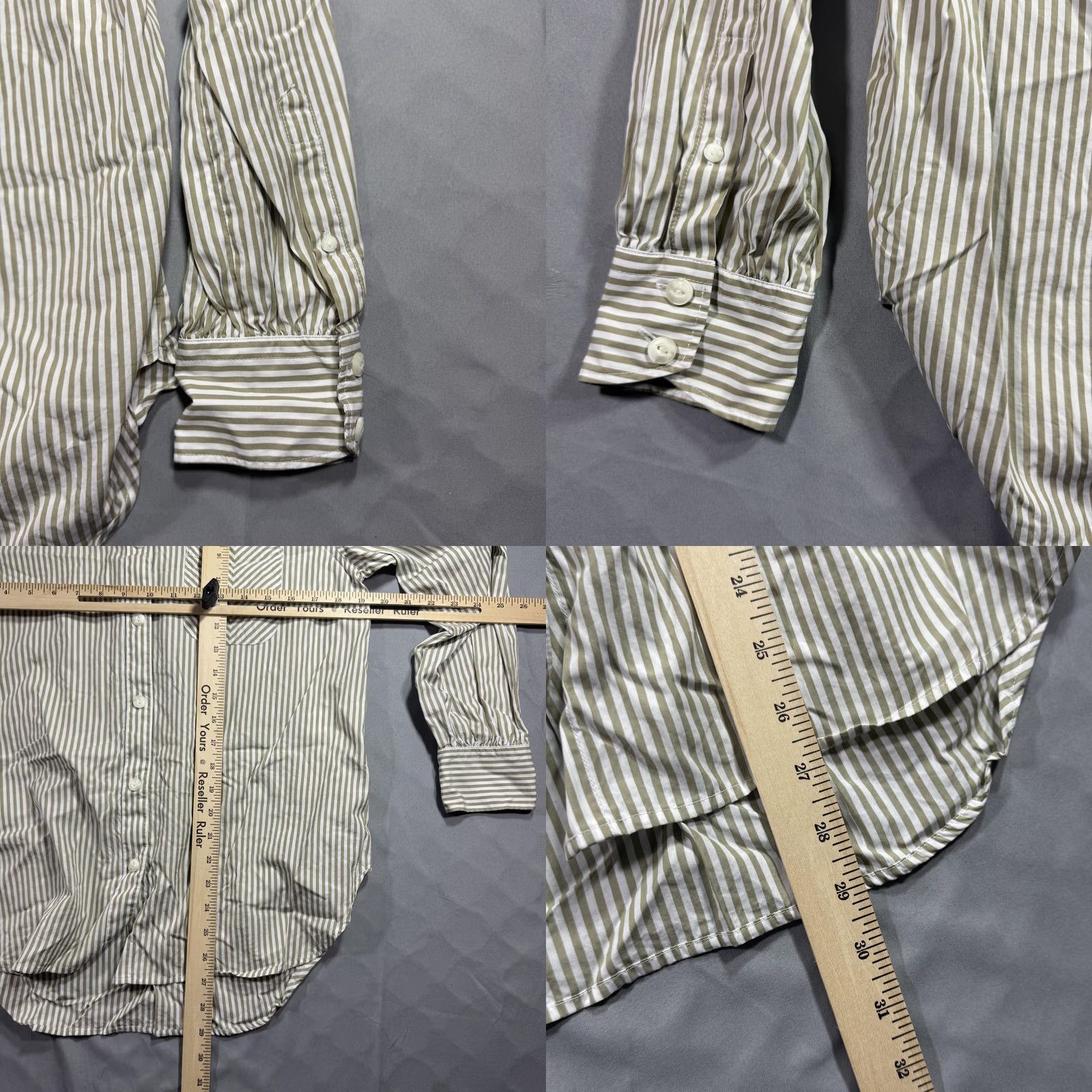 Rag & Bone Rag & Bone Shirt Women’s S Green Striped Button-Up Long Sleeve Cotton Casual Size S / US 4 / IT 40 - 8 Thumbnail