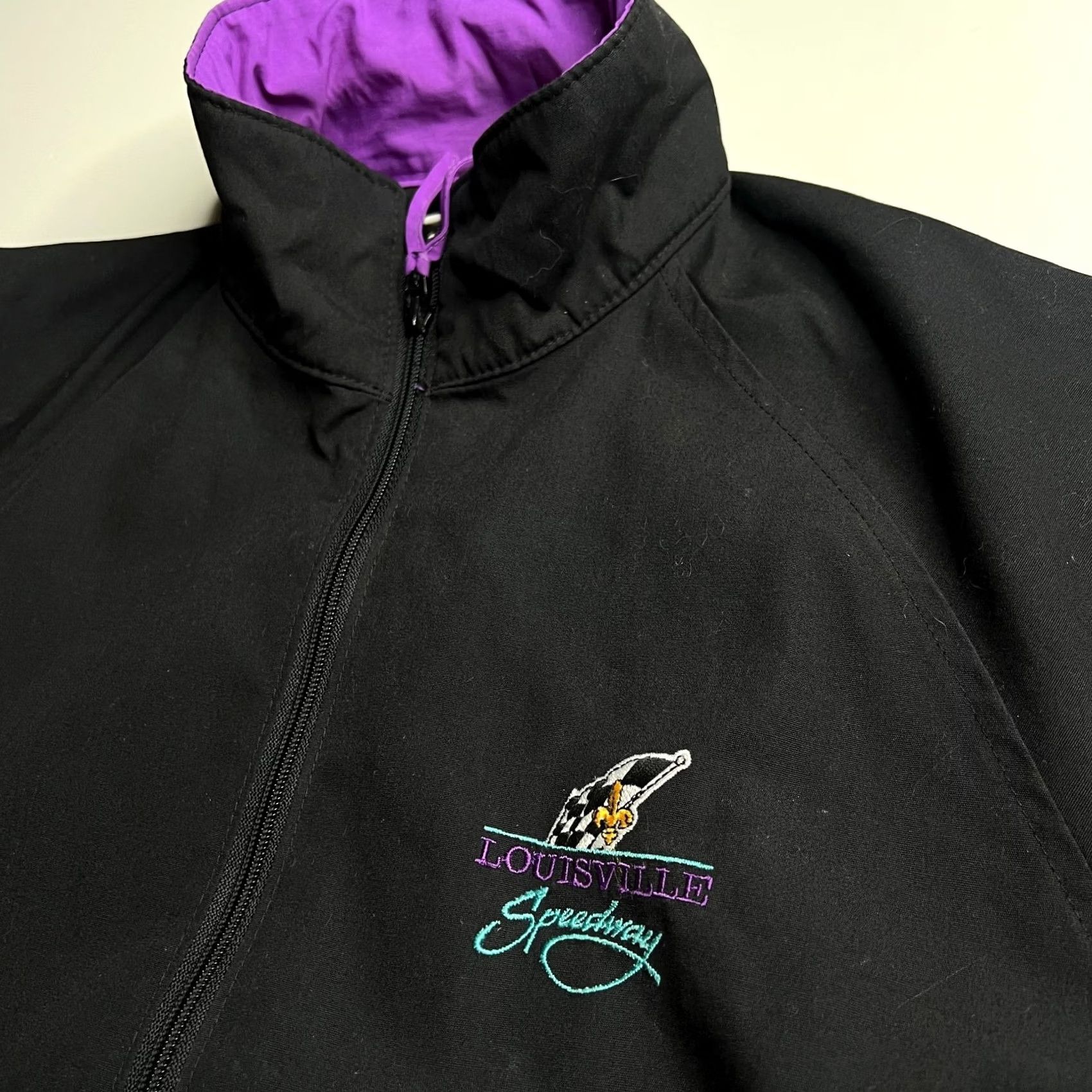 Vintage Vintage Swingster Louisville Speedway Jacket - Mens Medium Black Purple Satin Size US M / EU 48-50 / 2 - 3 Thumbnail