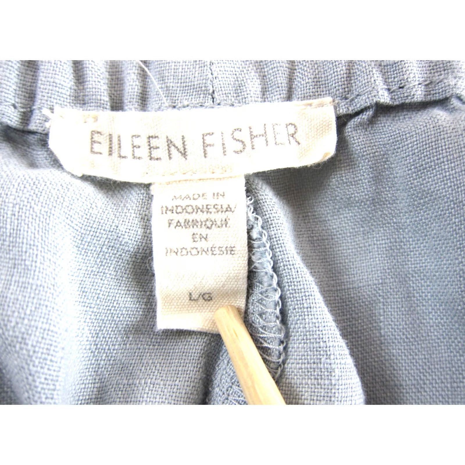 Eileen Fisher Eileen Fisher Linen Light Blue Pocket Tapered Elastic Waist Pant Woman L Size 36" / US 14 / IT 50 - 4 Thumbnail