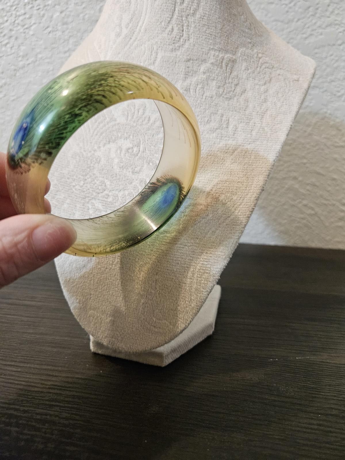 Other Vintage Peacock feather painted bangle Size ONE SIZE - 2 Thumbnail