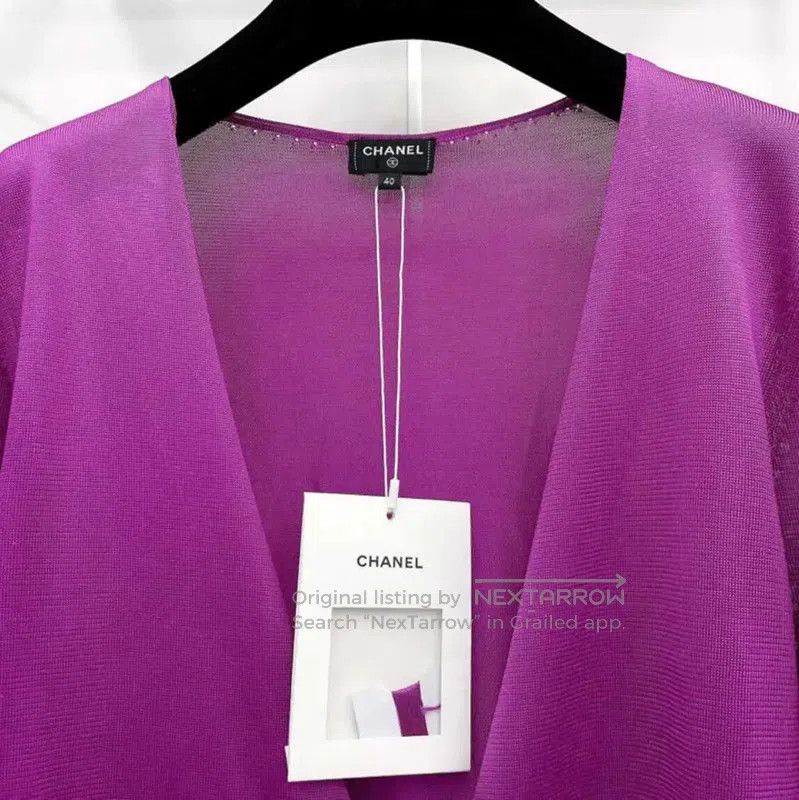 Chanel Chanel Purple Silk Long Sleeve Cardigan . Size M / US 6-8 / IT 42-44 - 2 Thumbnail
