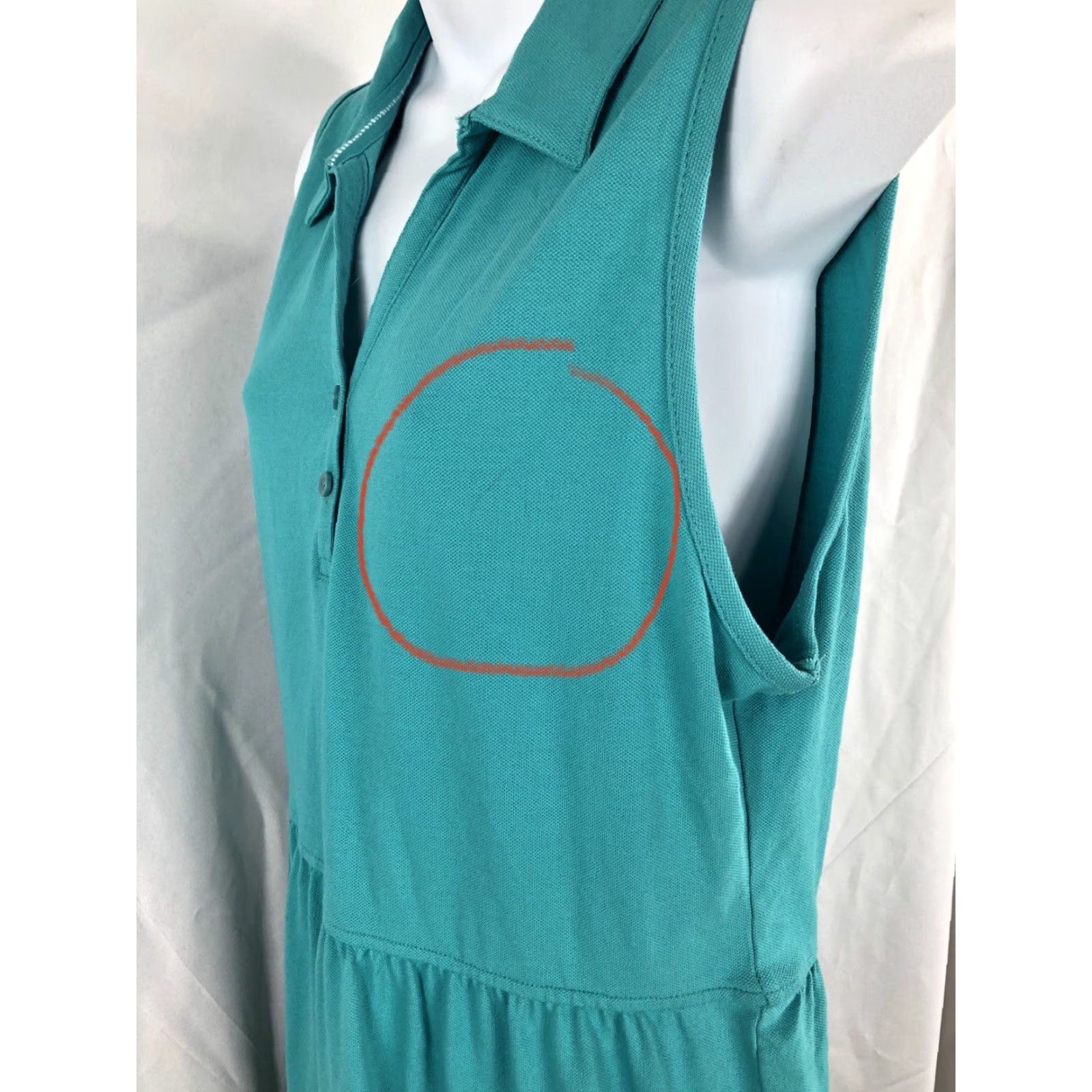 VINTAGE Dockers Sleeveless Polo Tennis Shirt Dress L Aqua Knee Length Womens