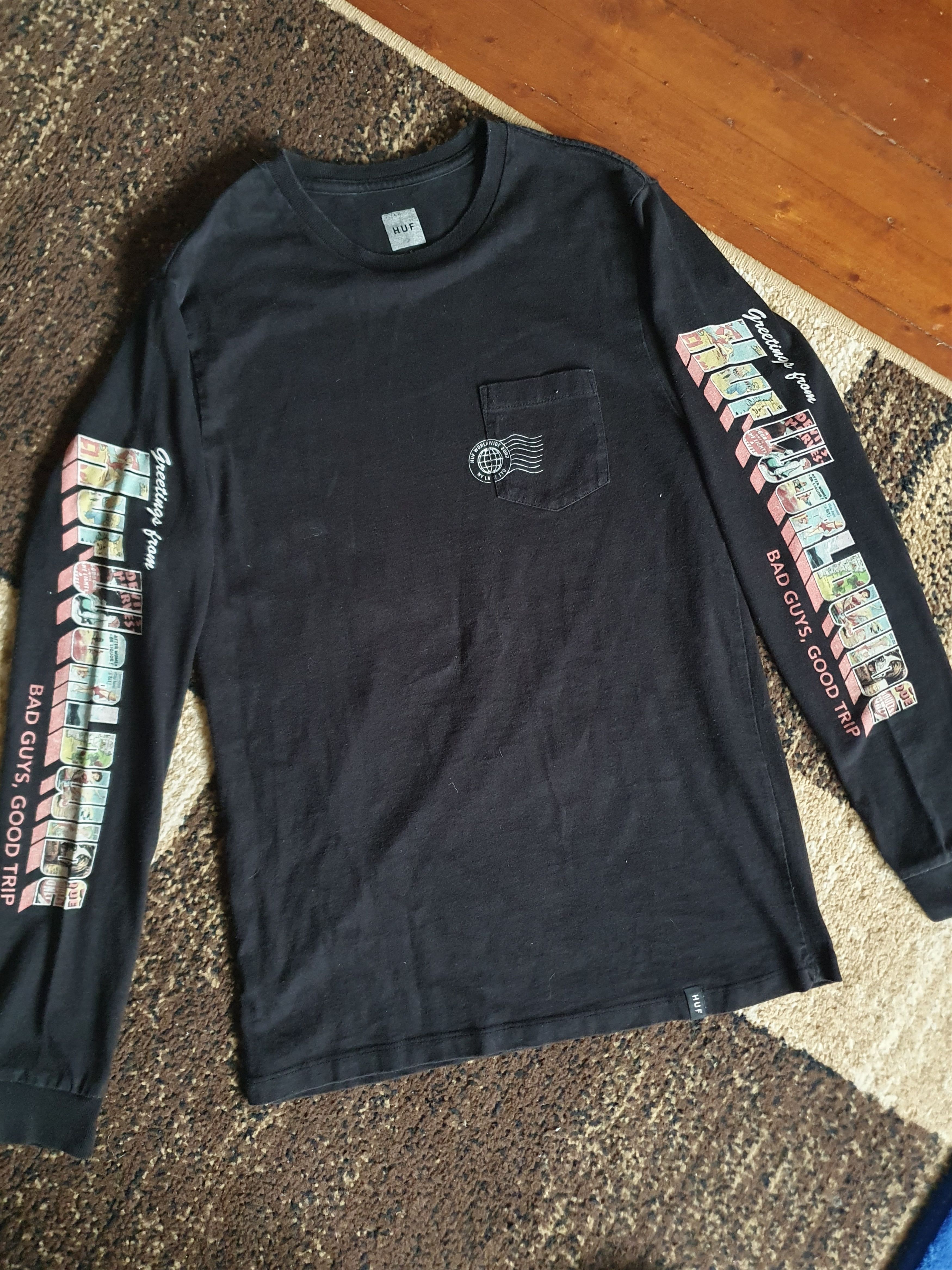 Huf Huf Worldwide Bad Guys,Good Trip Long Sleeve Pocket tee sz S Size US S / EU 44-46 / 1 - 1 Thumbnail