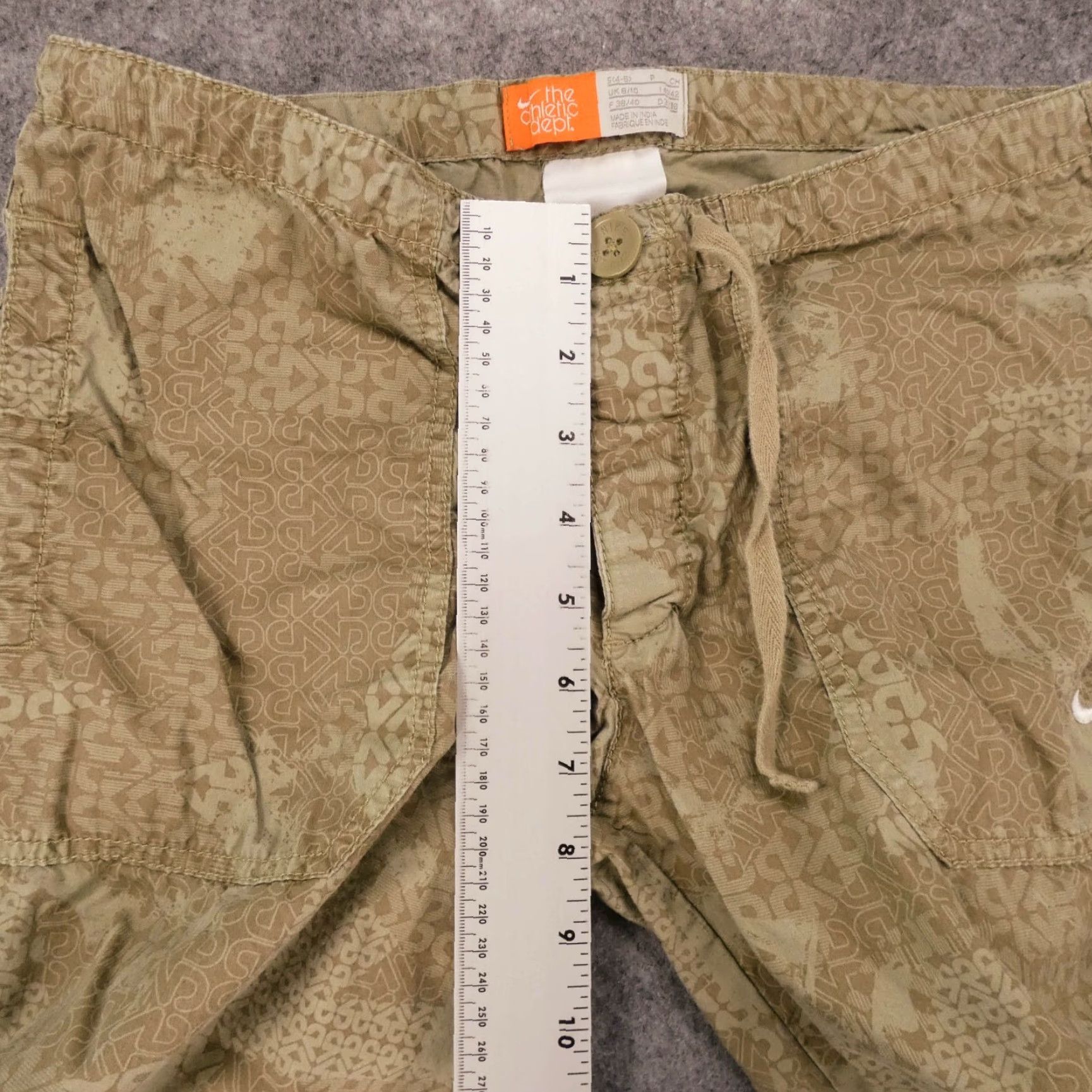 Nike Nike Pants Womens Small Capri Beige Brown Geo Button Fly Drawstring Logo Capris Womens Size 28" / US 6 / IT 42 - 7 Thumbnail