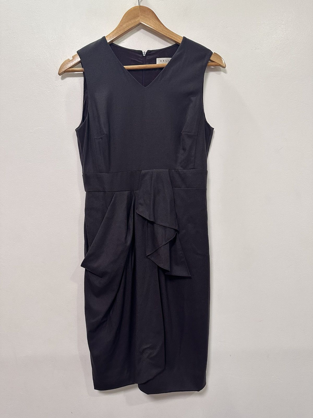 Celine CELINE | Lambswool Draped Macadam Sleeveless Dress Size S / US 4 / IT 40 - 3 Thumbnail