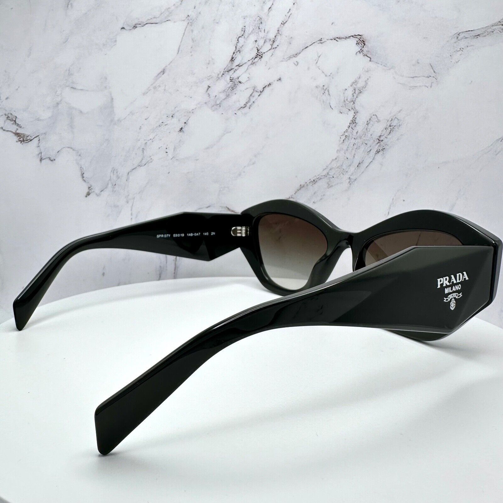 Prada New PRADA Sunglasses Black Acetate Geometric Rectangle Size ONE SIZE - 12 Thumbnail