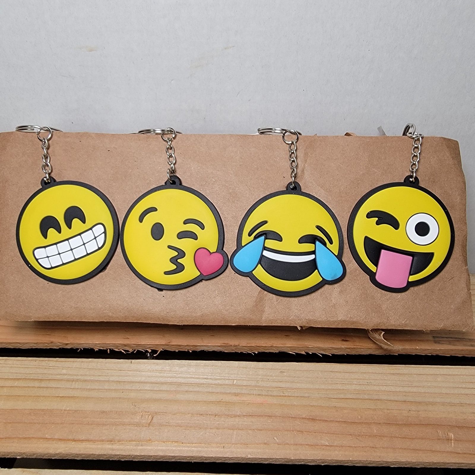 Other Set of 4 Emoji Keychains: Smile, Kiss, Laugh, Crazy - NWT Size ONE SIZE - 1 Thumbnail