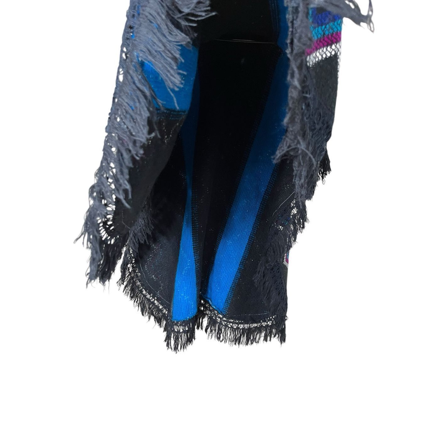 Other Vintage Blue Knit Fringe Poncho One Size Size ONE SIZE - 4 Thumbnail