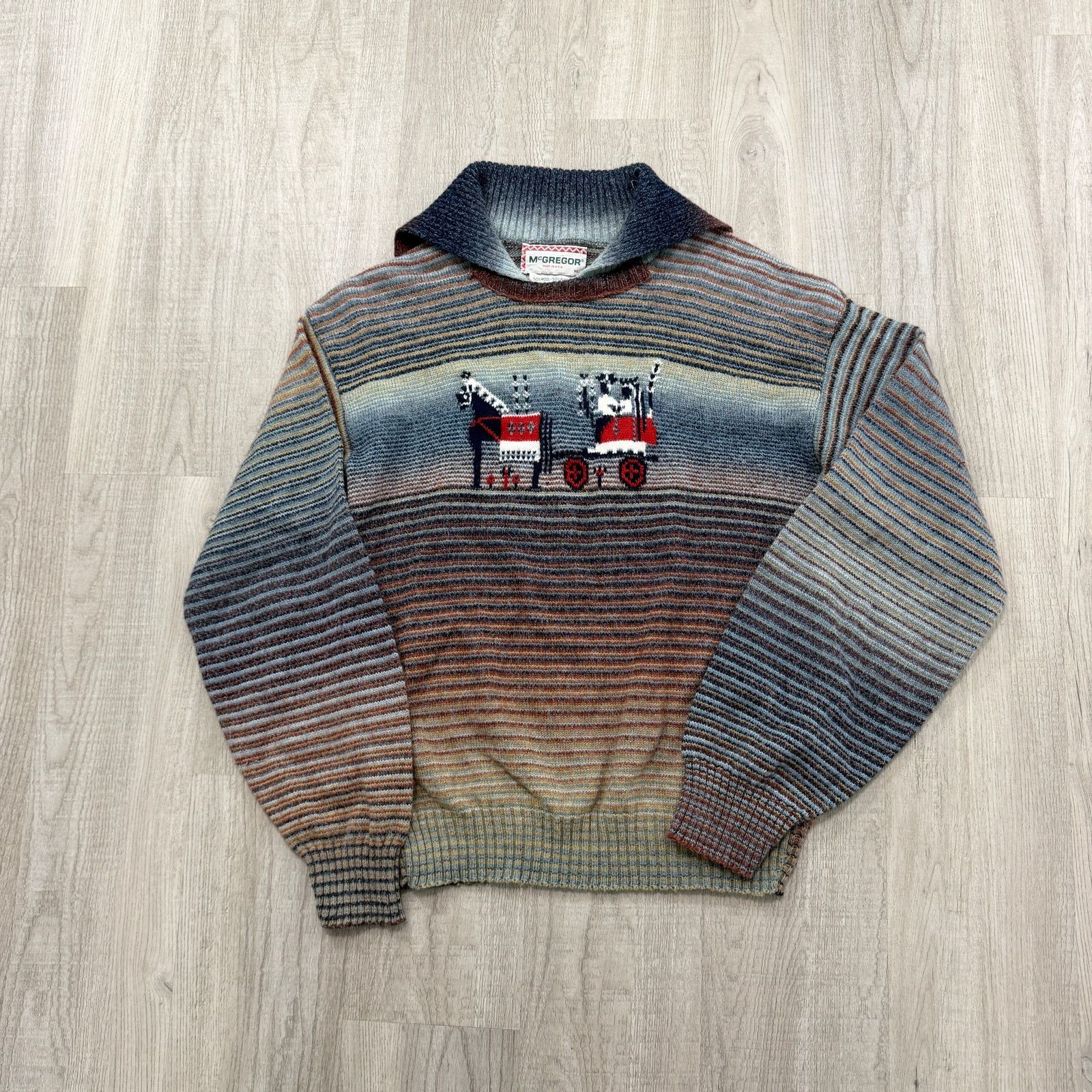 Vintage Vintage Mcgregor Horse & Buggy Sweater Size Medium 50s Size US M / EU 48-50 / 2 - 1 Thumbnail