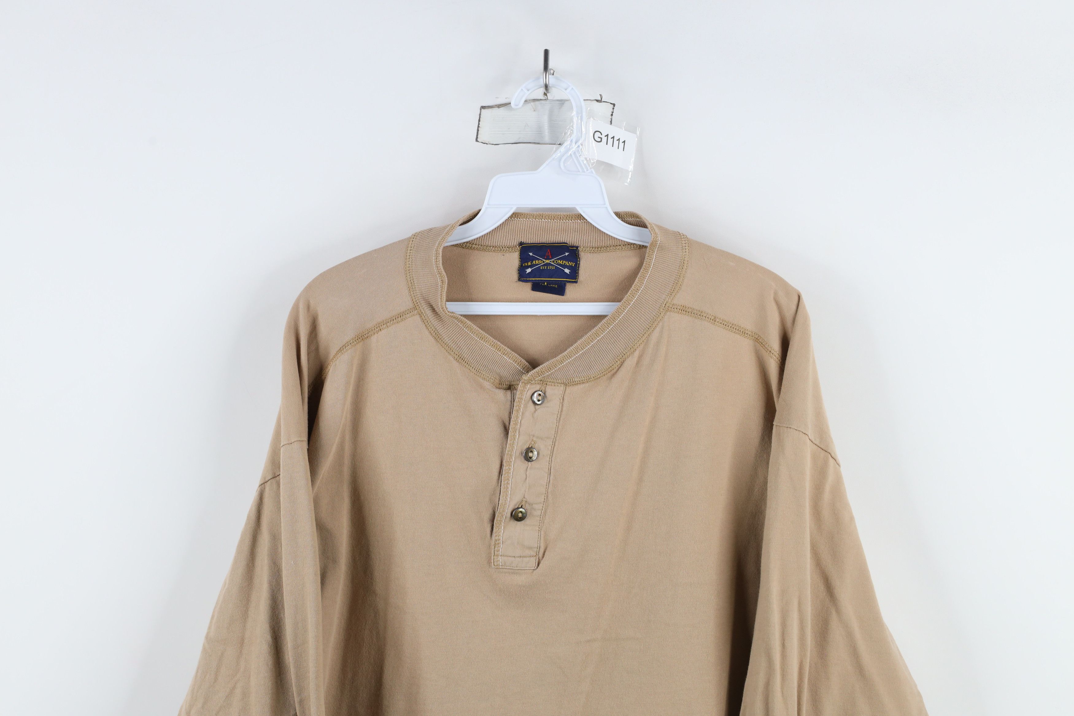 Vintage Vintage 90s Streetwear Long Sleeve Henley T-Shirt Beige Size US L / EU 52-54 / 3 - 2 Thumbnail