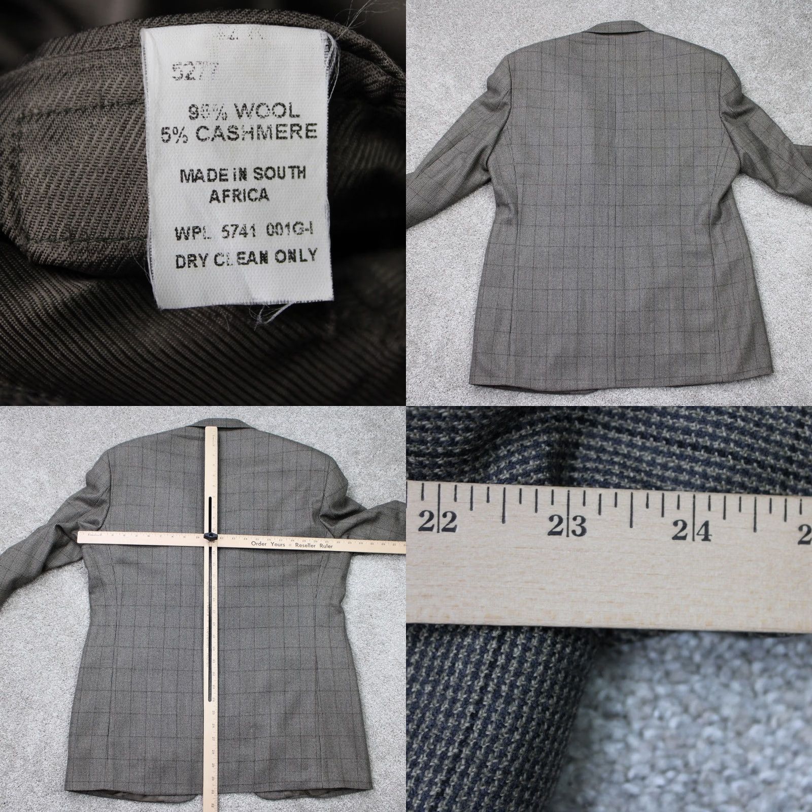 Oscar De La Renta Oscar de la Renta Blazer Men 42R Gray Wool/Cashmere 2 Button Ventless Sport Coat Size 42R - 8 Thumbnail