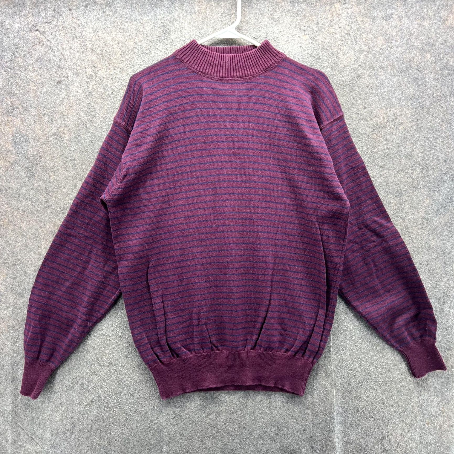 Eddie Bauer VINTAGE Eddie Bauer Sweater Mens Medium Purple Stripe Mock Neck Cotton Knit 90s Size US M / EU 48-50 / 2 - 2 Thumbnail