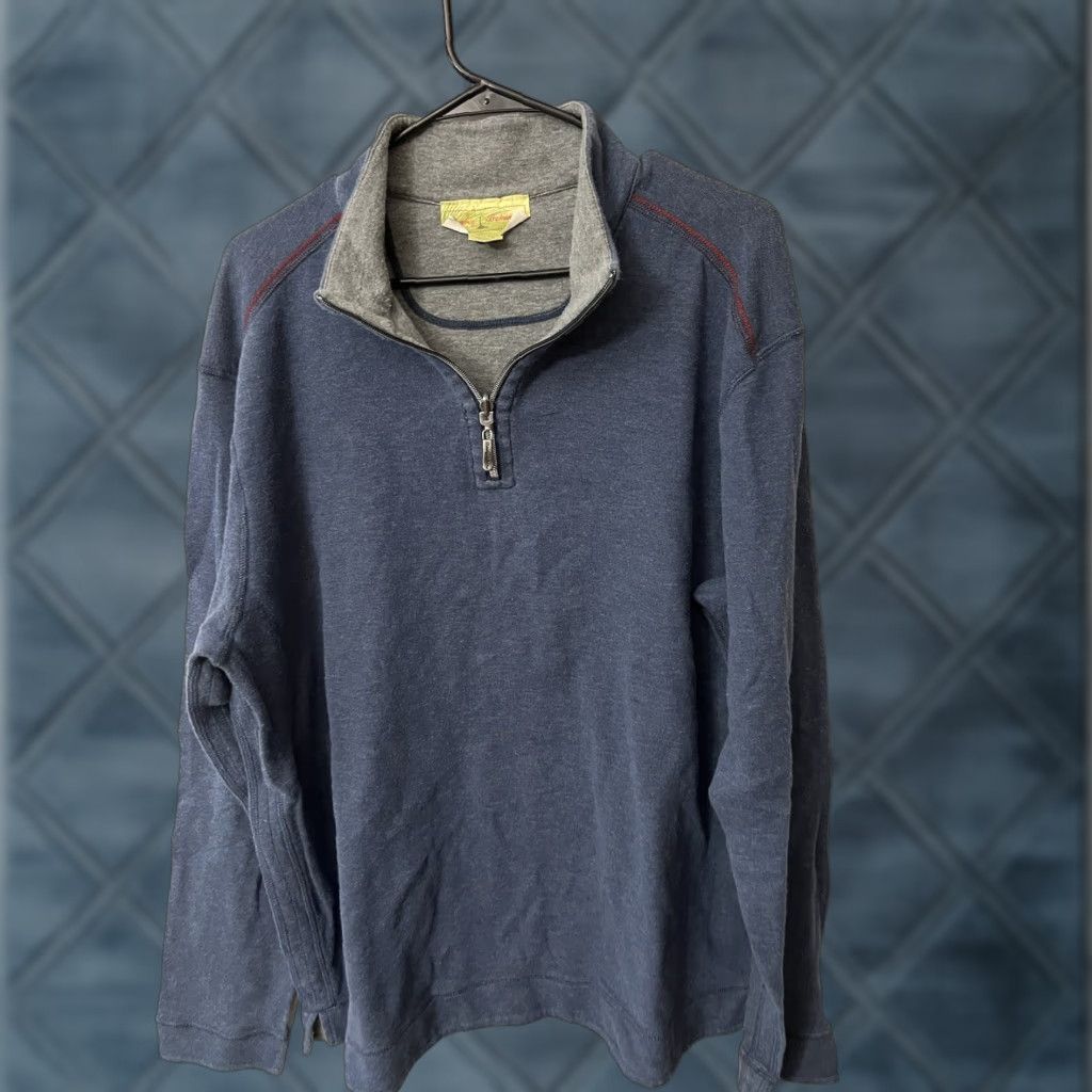 Tommy Bahama Tommy Bahama Sweater Men XL 1/4 Zip Pullover Long Sleeve Blue Cotton Blend Mens Size US XL / EU 56 / 4 - 1 Thumbnail