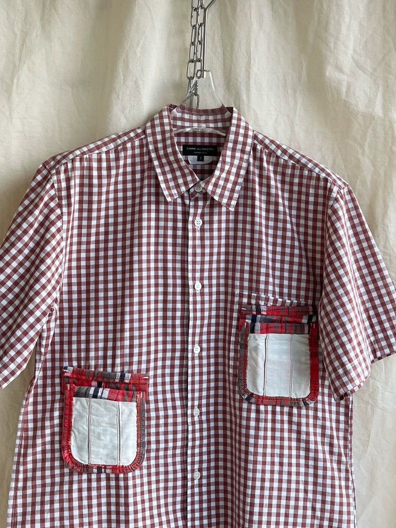 Comme des Garcons Comme Des Garcons Short Sleeve Shirt Top with Red Brown Wh Size US S / EU 44-46 / 1 - 2 Thumbnail