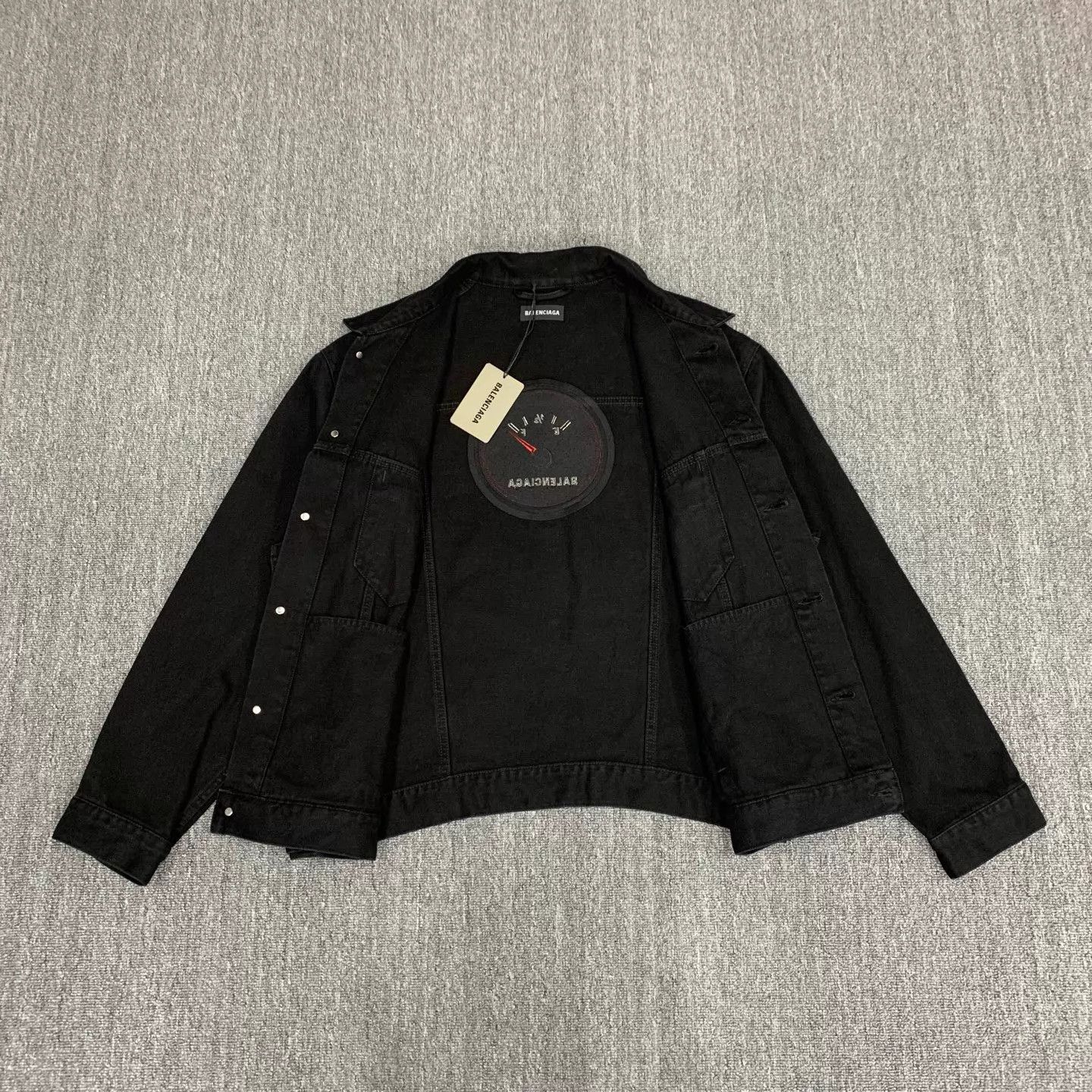 Balenciaga Balenciaga Black Embroidered Logo Denim Jkt 48 New w/ Tags Size 48R - 9 Thumbnail