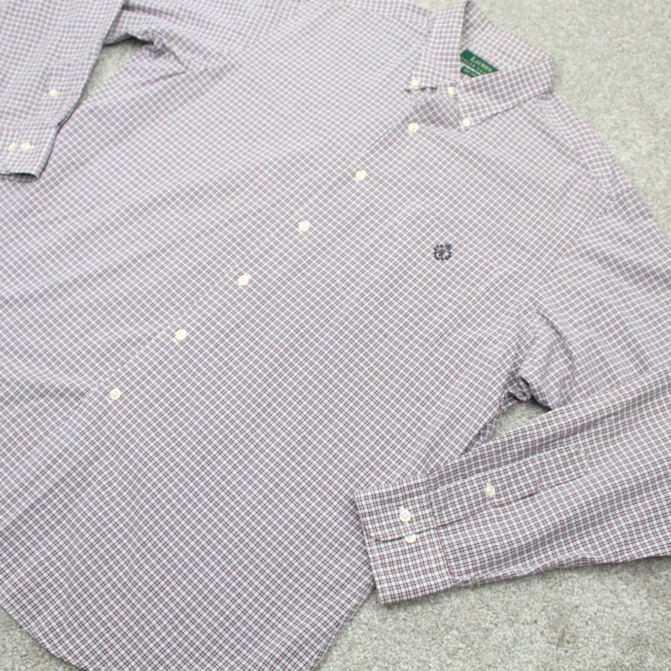 Ralph Lauren LAUREN Ralph Lauren Dress Shirt Mens 16 1/2 34/35 Red White Cotton L/S Button-Down Shirt Size 46R - 4 Thumbnail