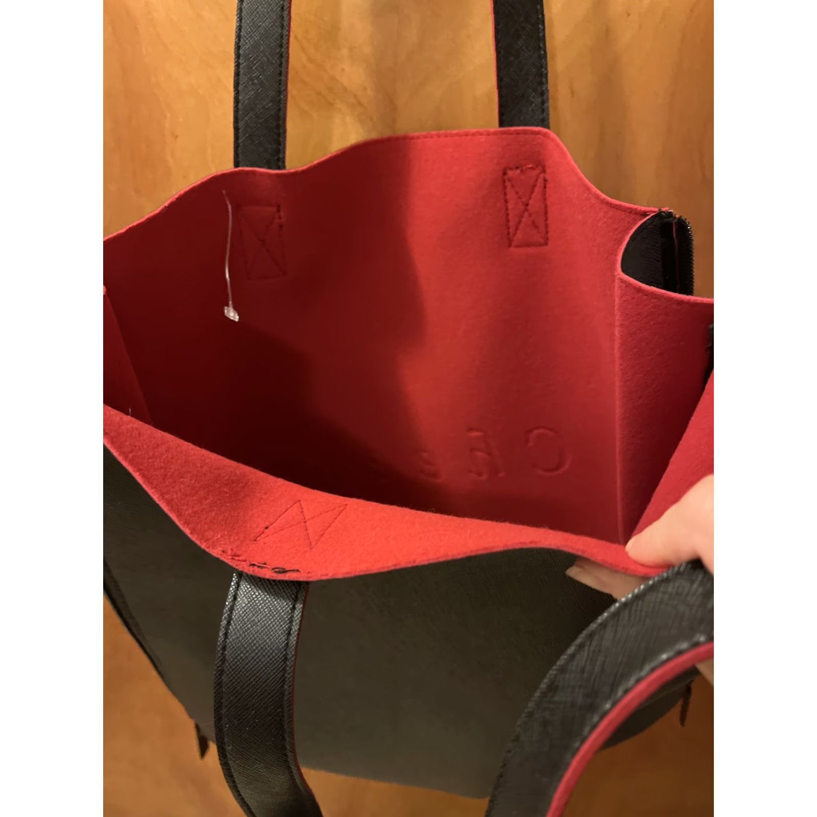 Vintage Crabtree & Evelyn London Tote Bag Womens Large Red Faux Leather Travel Casual Side Zippers 15x17x15.5 Size ONE SIZE - 3 Thumbnail