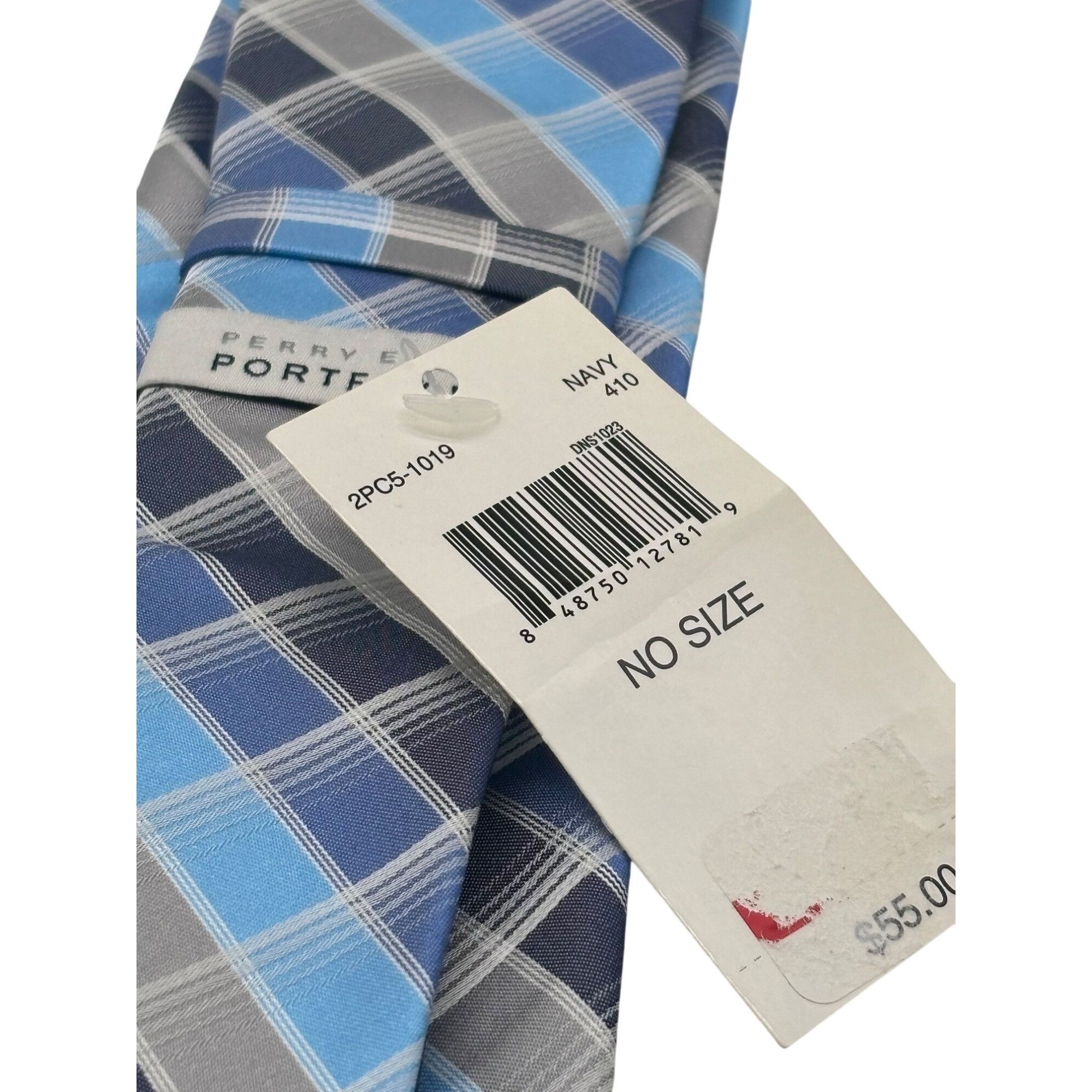 Perry Ellis Perry Ellis Portfolio Plaid Silk Necktie, Blue, OS Size ONE SIZE - 6 Thumbnail