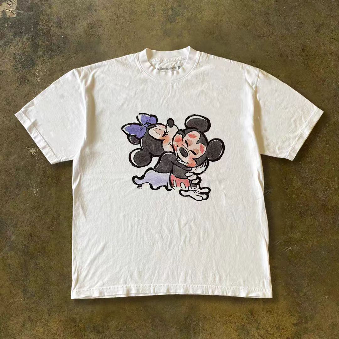 Vintage White street casual retro cartoon mouse print t-shirt Size US M / EU 48-50 / 2 - 1 Thumbnail