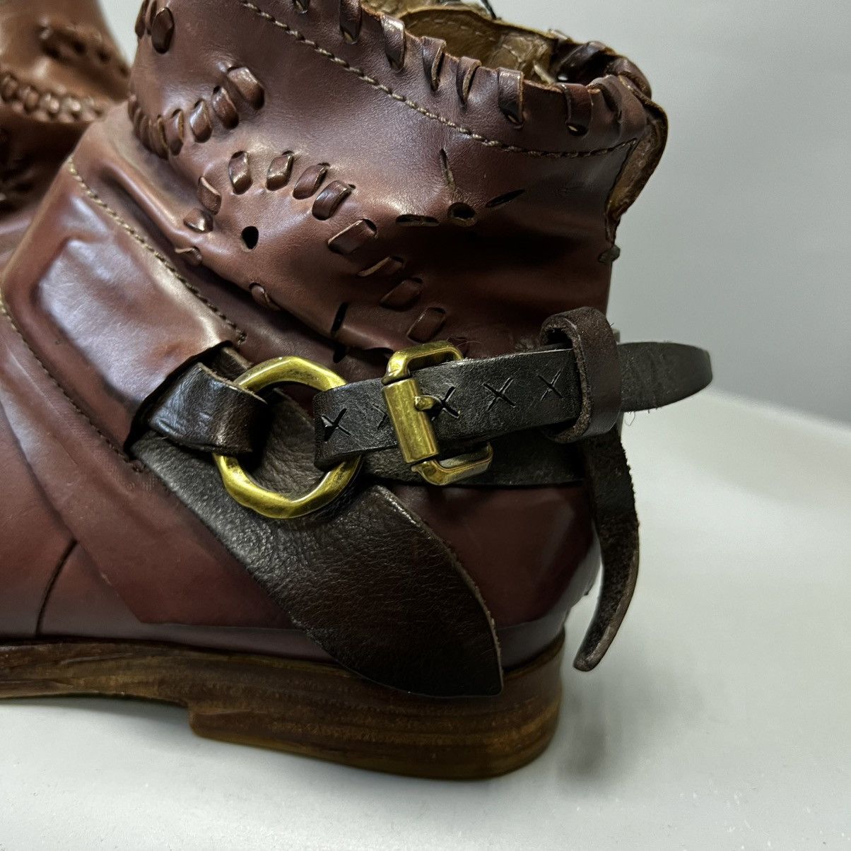 A.S.98 A.S.98 Airstep Design Zip Ankle Boots Shoes Burgundy leather Size US 7 / IT 37 - 4 Thumbnail