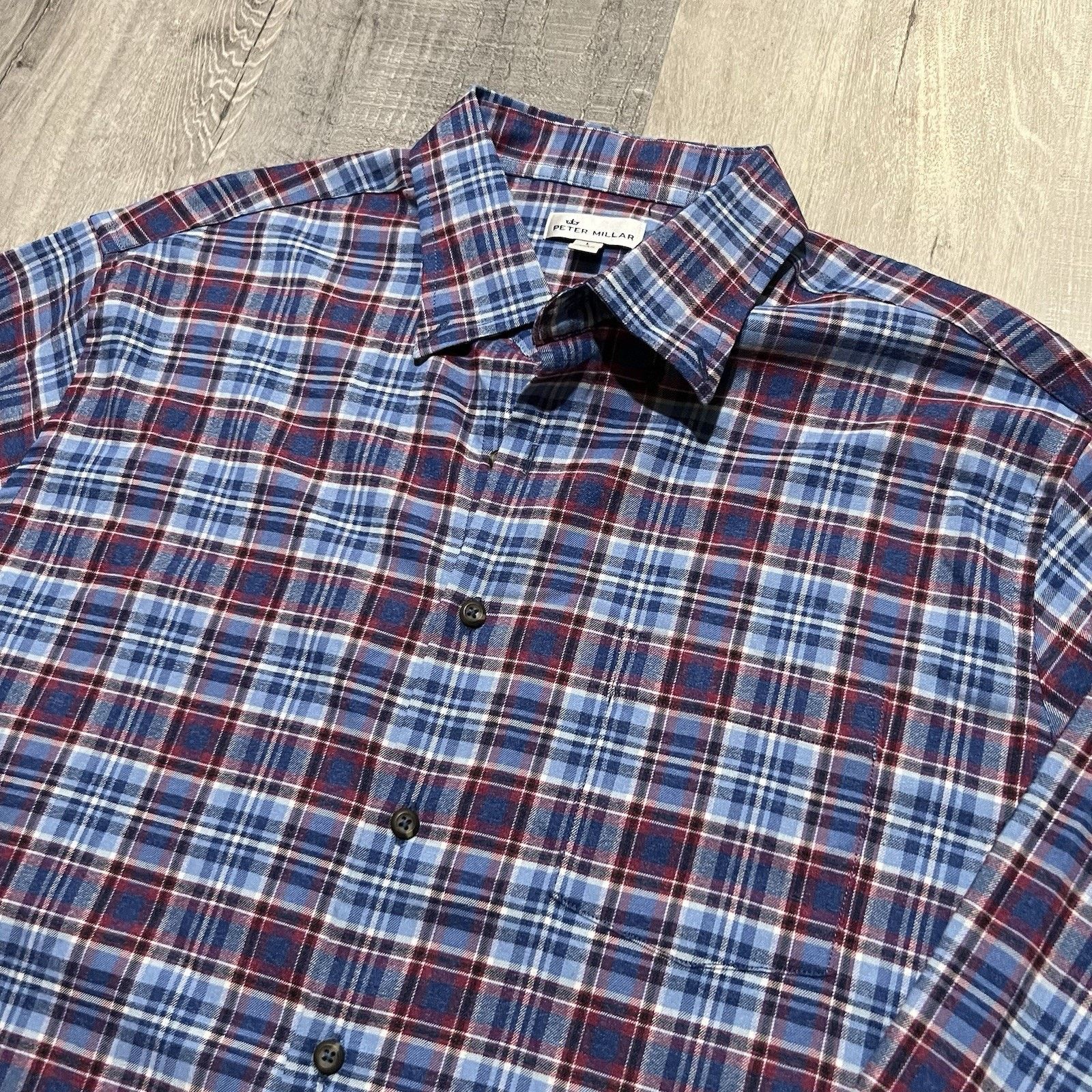 Peter Millar Peter Millar Shirt L Blue Red Plaid Cotton Button Up Casual Size US L / EU 52-54 / 3 - 2 Thumbnail