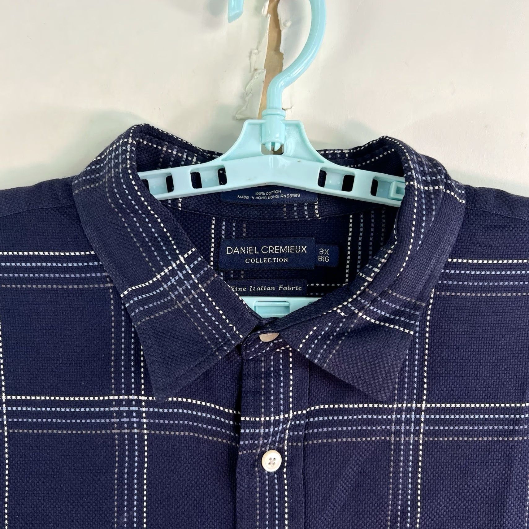 Cremieux VINTAGE Daniel Cremieux Button-Up Checked Shirt Big & Tall 3X Blue Italian Cotton Men’s Long Sleeve, Chest 66 in, Size Big & Tall, Mens Size US XXL / EU 58 / 5 - 4 Thumbnail