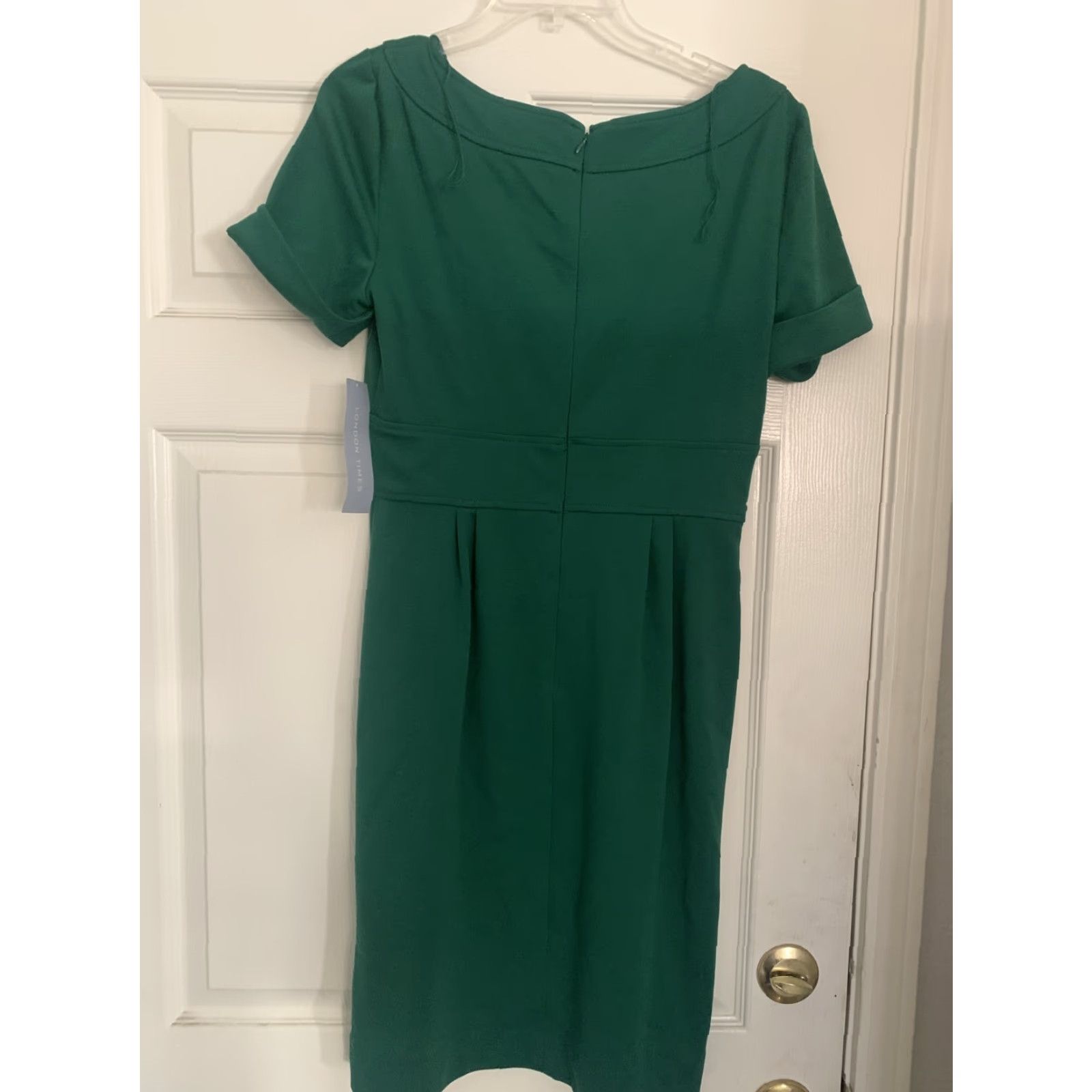 Vintage NWT London Times Dress Women Size 10 Green Short Sleeve Scoop Neck Knee Length Pencil Dress Regular Size L / US 10 / IT 46 - 5 Thumbnail