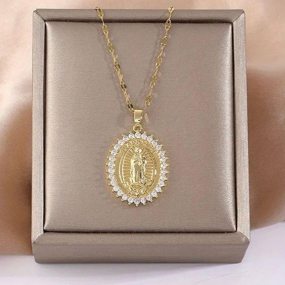 Other Virgin Mary Pendant Gold Necklace Womens Lady Of Guadalupe Size ONE SIZE - 1 Thumbnail
