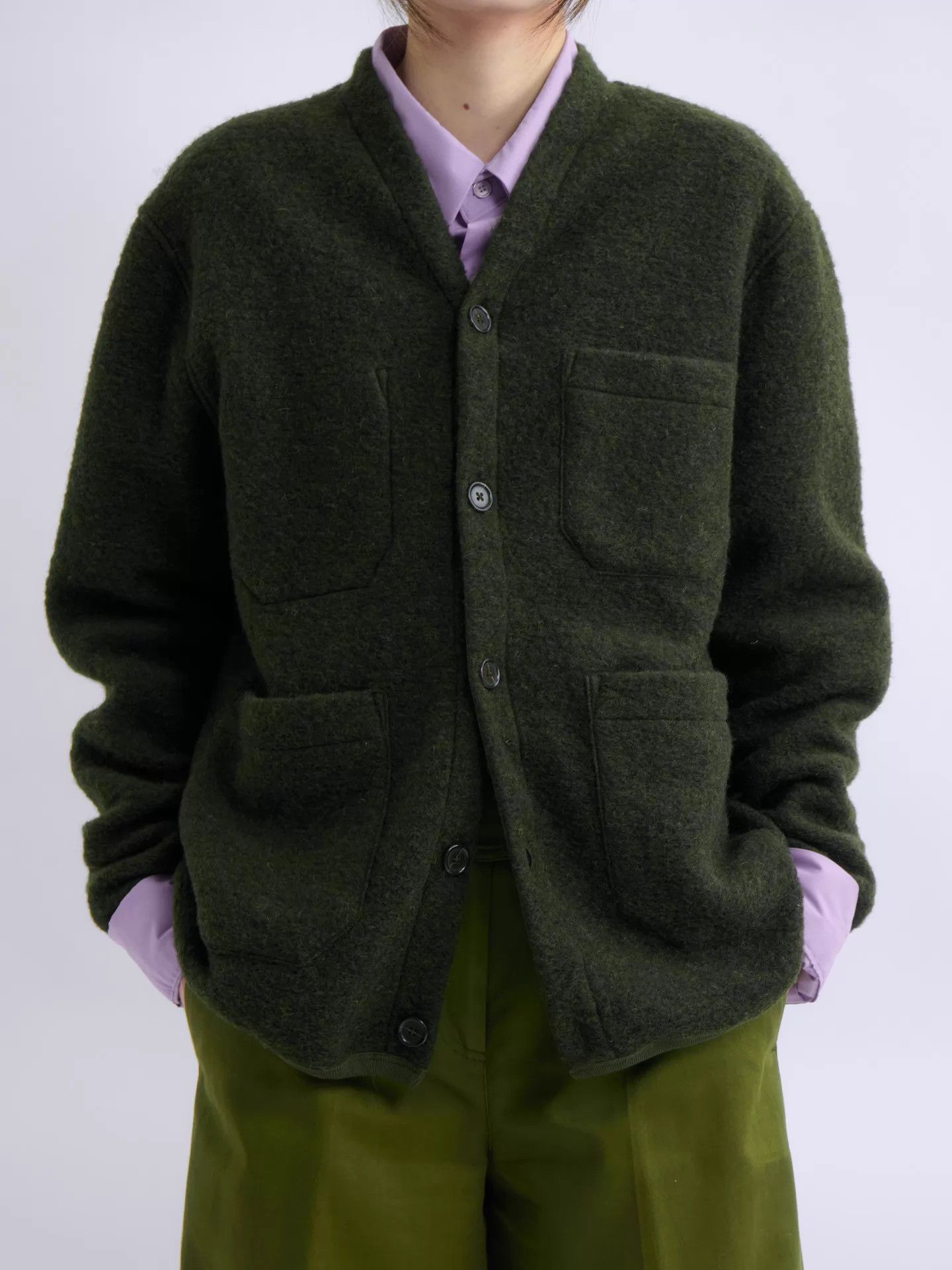 Universal Works UNIVERSAL WORKS Deep Moss Green Wool Cardigan M Size US M / EU 48-50 / 2 - 1 Thumbnail