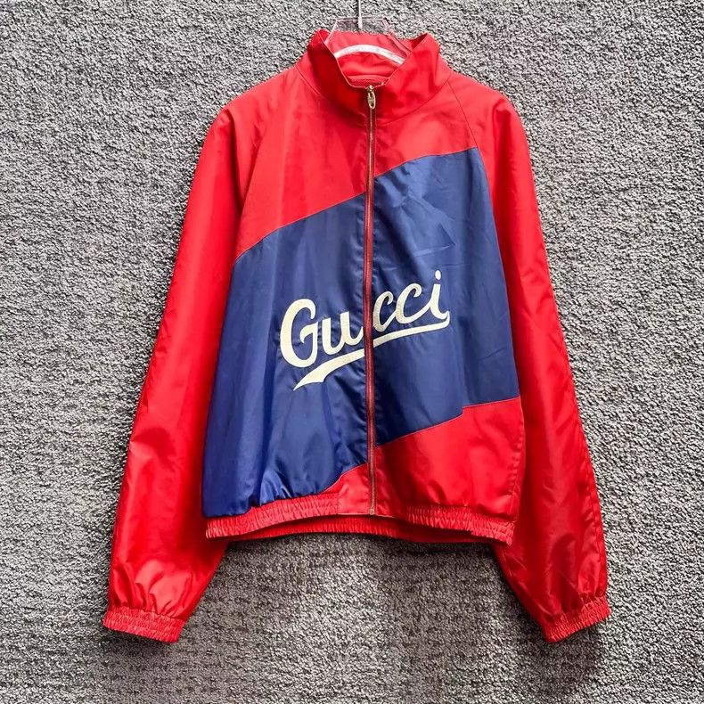 Gucci Gucci Color-blocked logo embroidered red and blue windbrea Size US M / EU 48-50 / 2 - 1 Thumbnail