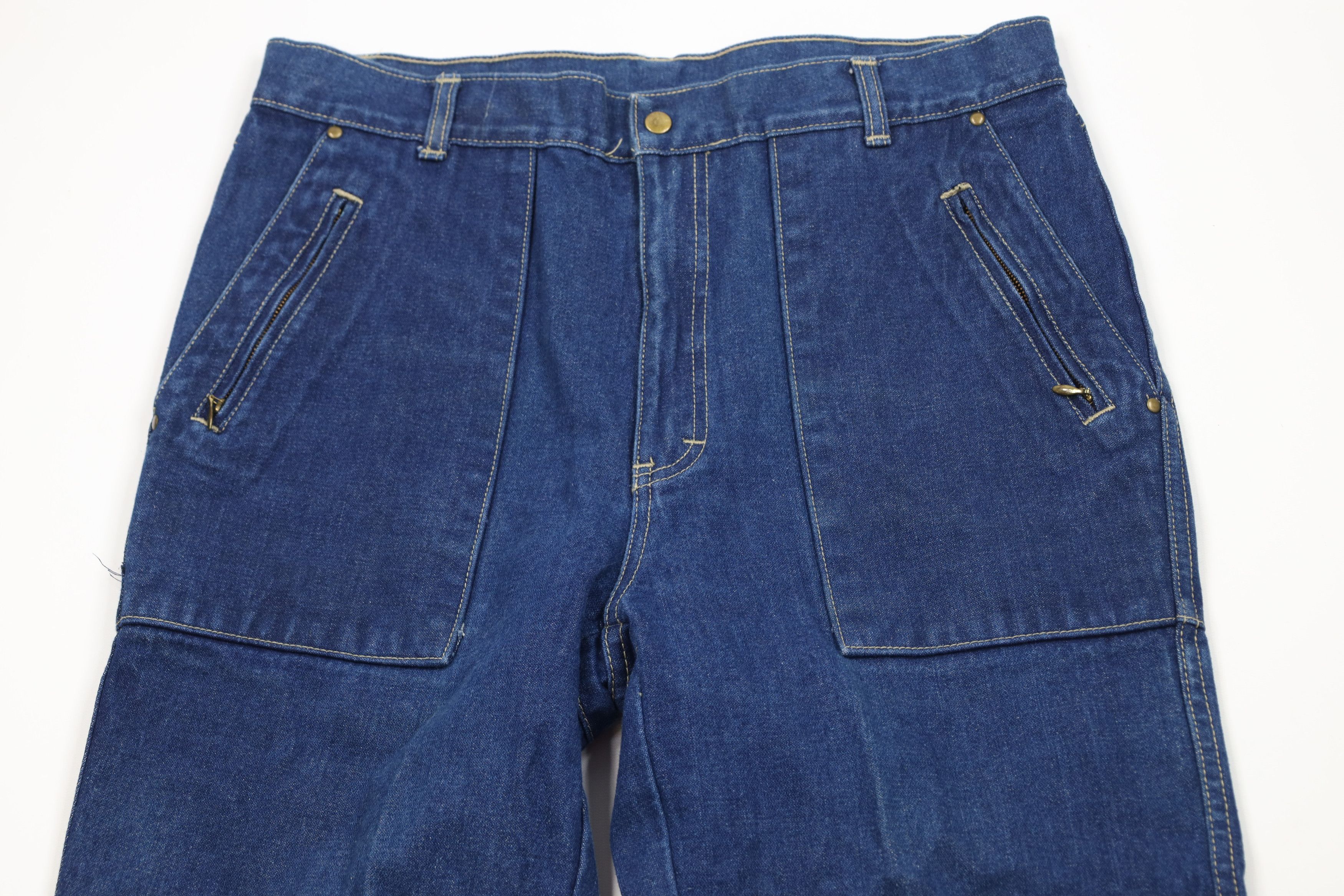 Vintage Vintage 70s Streetwear Utility Wide Leg Denim Jeans Blue Size US 34 / EU 50 - 2 Thumbnail