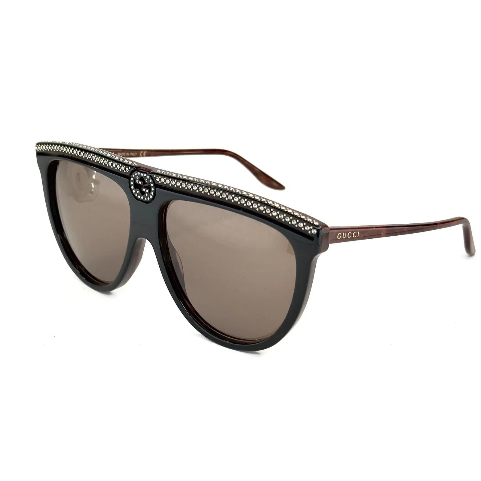 Gucci GUCCI GG0732S Black Brown Oversized Pilot Sunglass 0732 005 Size ONE SIZE - 11 Thumbnail