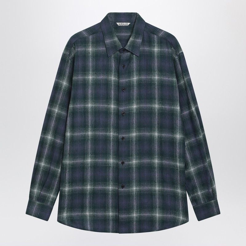 Auralee Auralee Green/Navy Checked Wool Shirt Size US L / EU 52-54 / 3 - 1 Thumbnail
