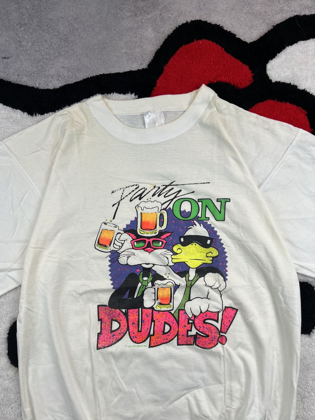 Vintage Vintage 1990 Party On Dude Beer Faded Humor Y2K Tee Shirt Size US L / EU 52-54 / 3 - 5 Thumbnail