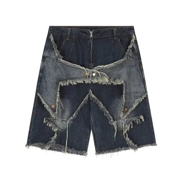 Japanese Brand American star patch embroidered cat whisker denim shorts y2k Size US 32 / EU 48 - 1 Thumbnail