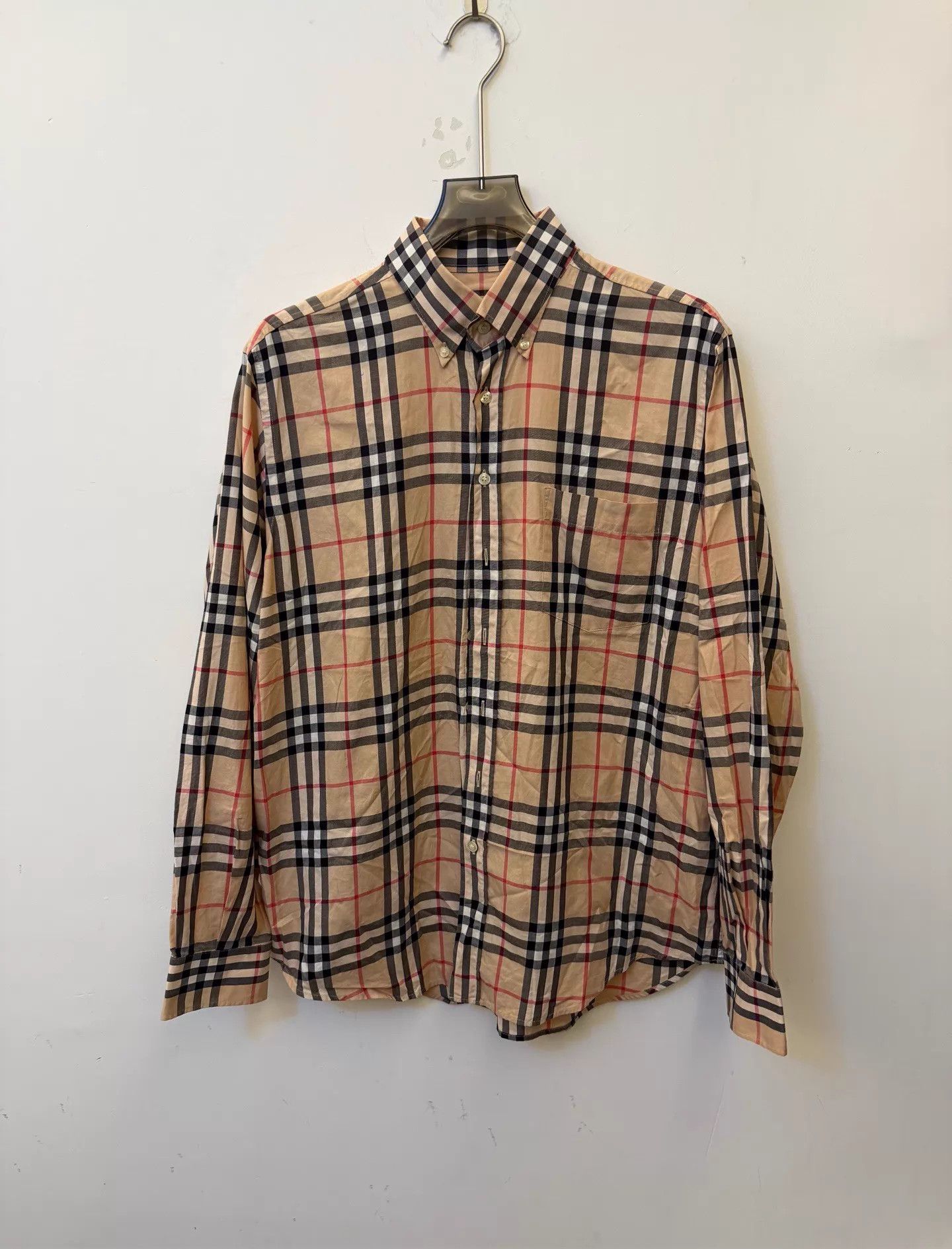 Burberry Burberry Check & Stripe Colorblock Long Sleeve Shirt L Size L / US 10 / IT 46 - 1 Thumbnail