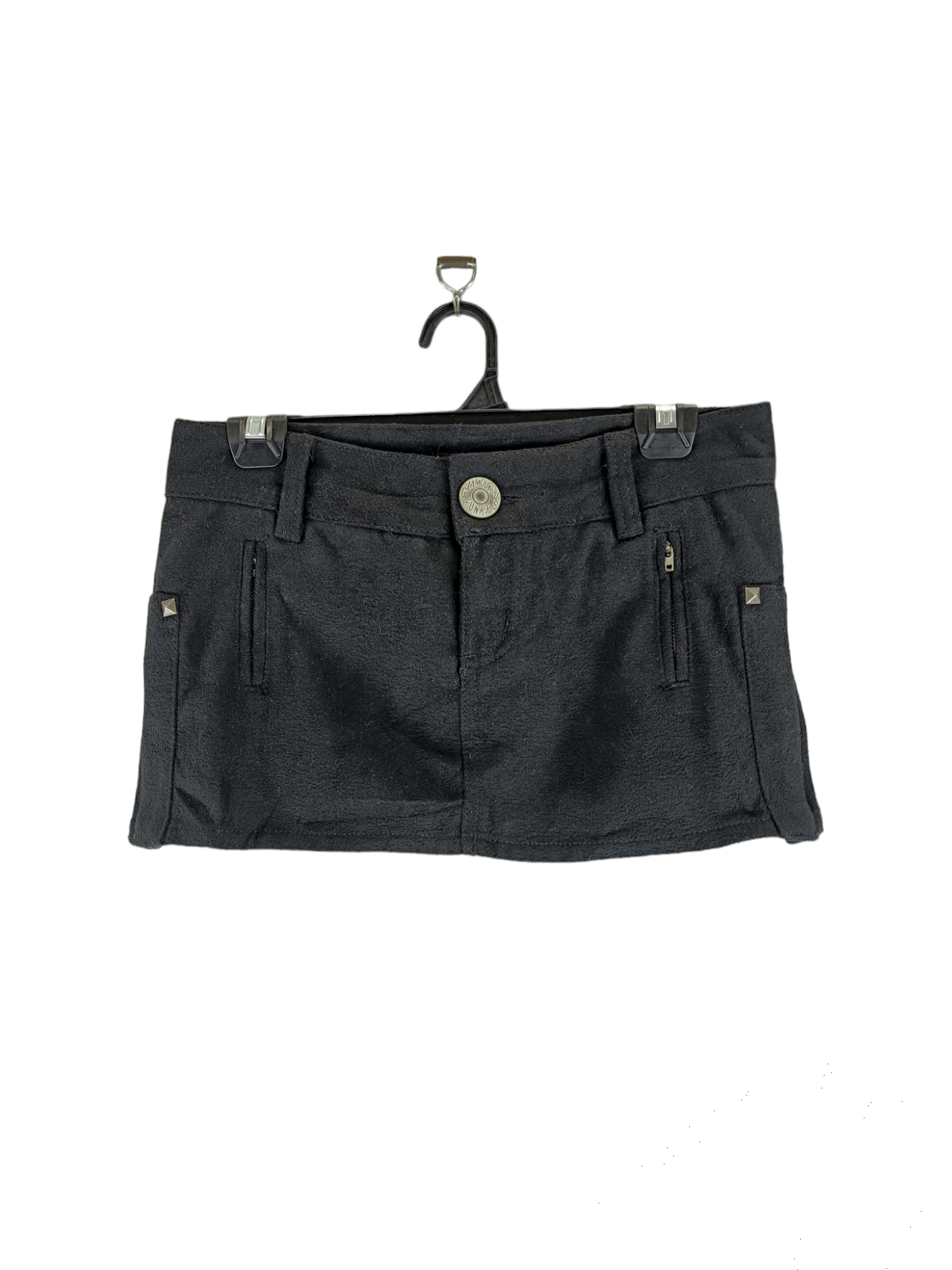 image of Vintage Glamourous Funky Spikes Punk Short Skirt By Calm in Black, Women's (Size 30)