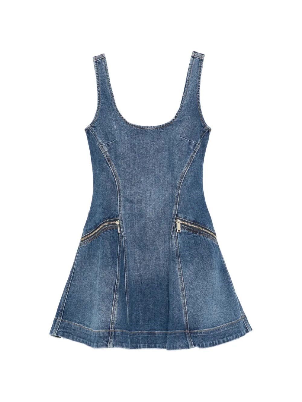 Self-Portrait Denim Flared Mini Dress Size M / US 6-8 / IT 42-44 - 1 Thumbnail
