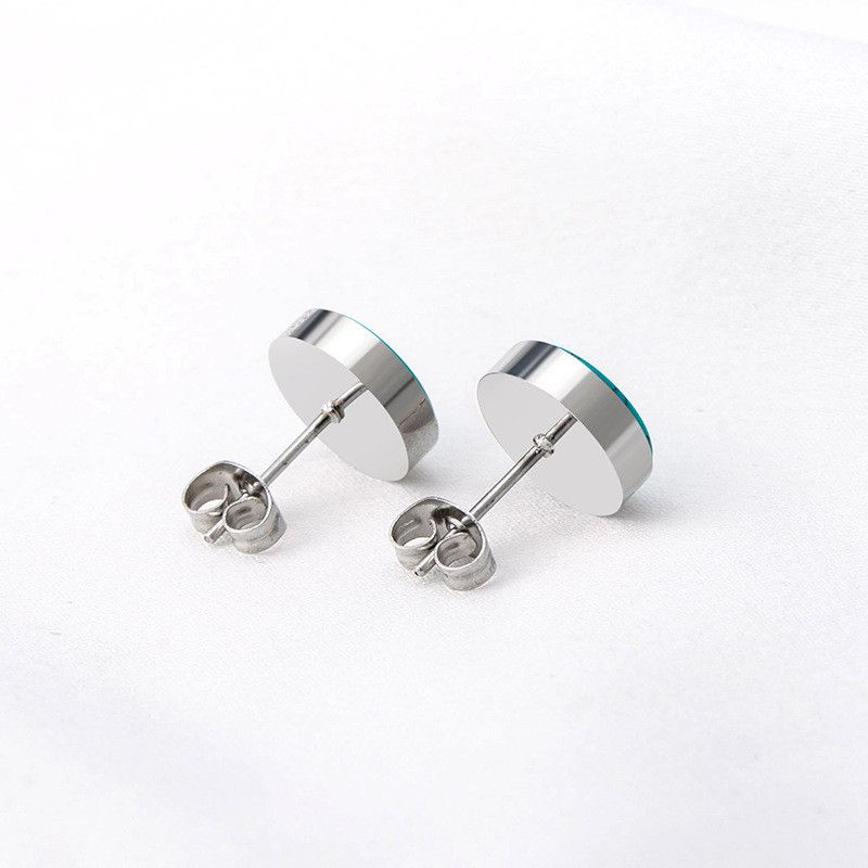Jewelry Turquoise Stone Vibe Earrings One Pairs Chrome Jewelry Size ONE SIZE - 5 Thumbnail
