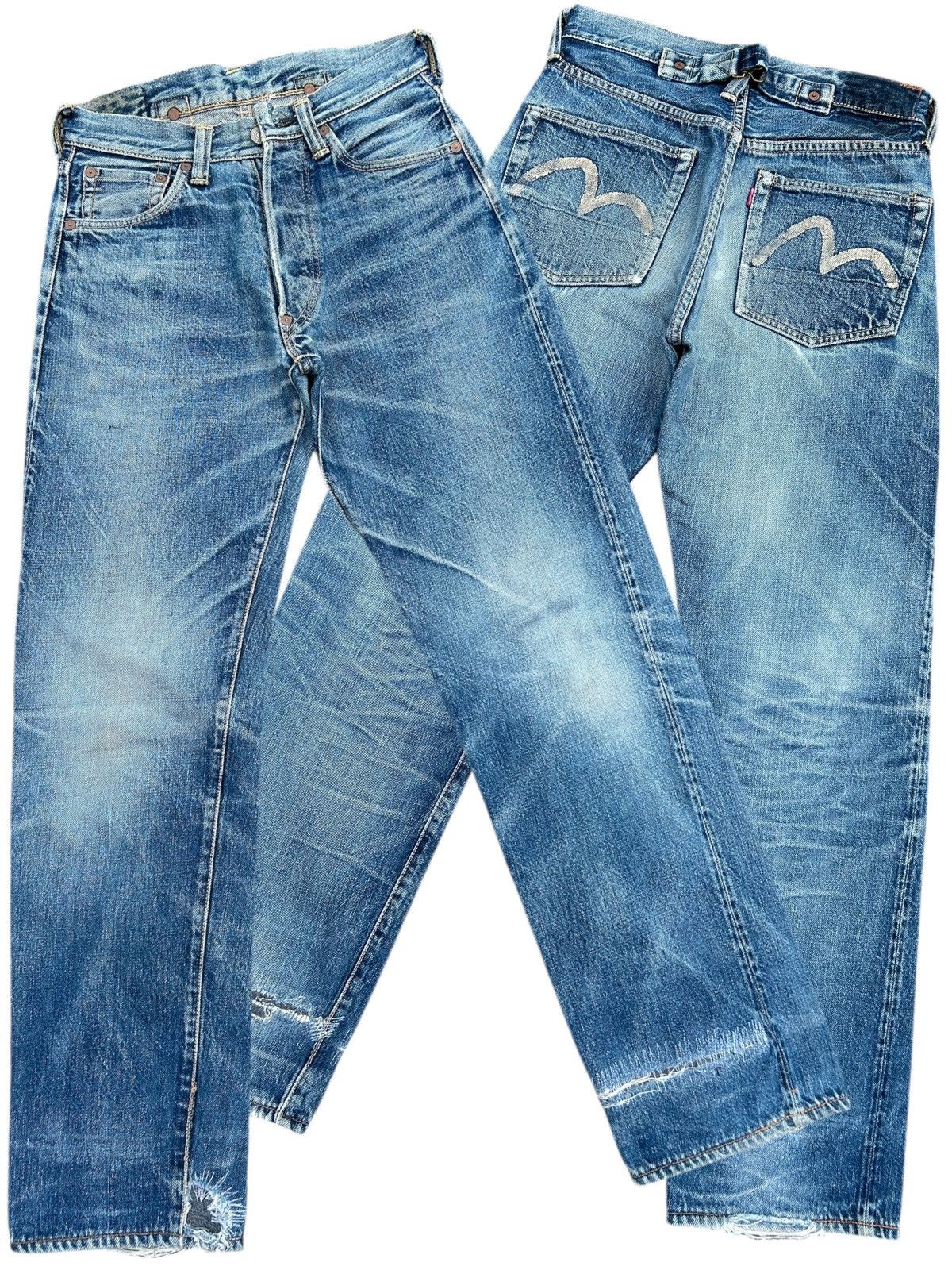 Evisu Vintage Buckle Back Evisu Selvedge Repair Denim jeans Size US 27 - 1 Thumbnail