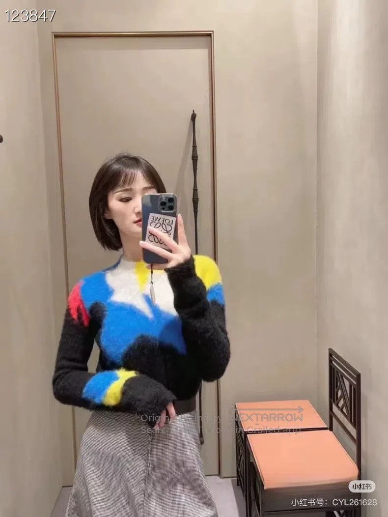 Loewe LOEWE Color Block Round Neck Mohair Knit Sweater Size L / US 10 / IT 46 - 9 Thumbnail
