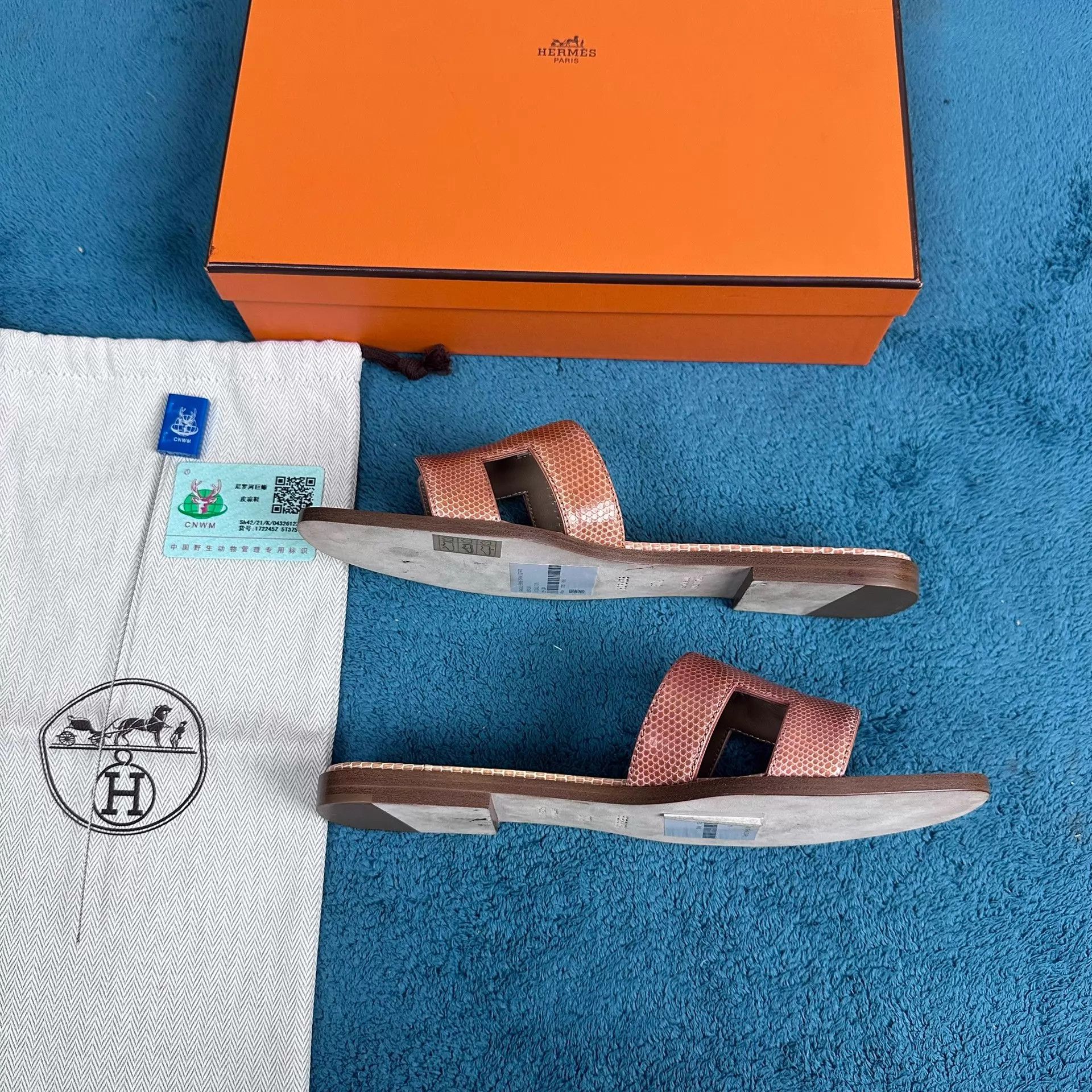 Hermes Hermès Oran Lizard Sandal Beige 37.5 Size US 7 / IT 37 - 3 Thumbnail