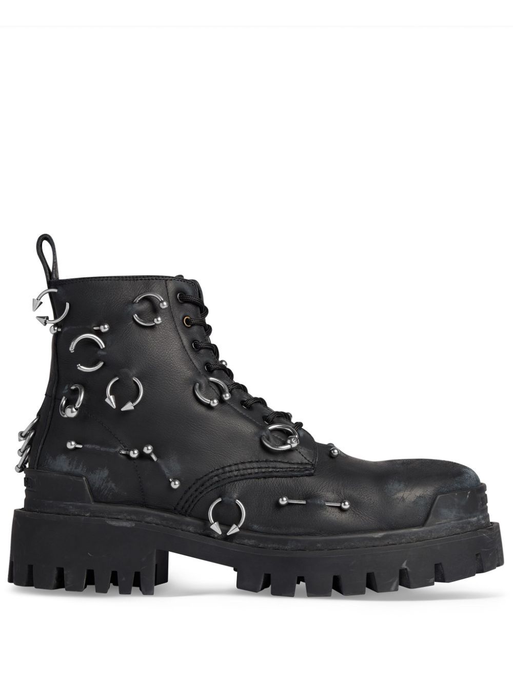 Pre-owned Balenciaga Strike Piercing Leather Boots In Black