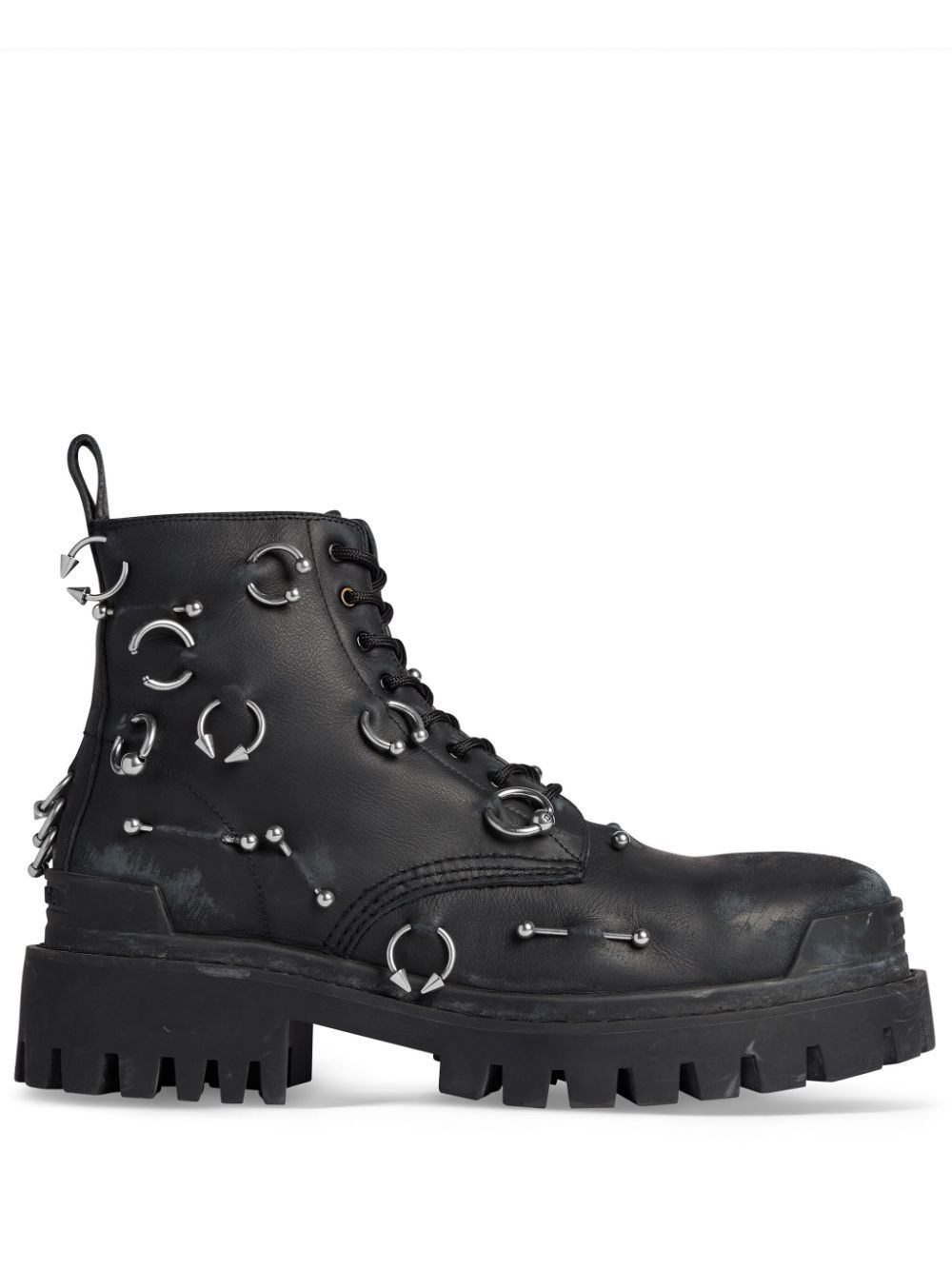 image of Balenciaga Strike Piercing Leather Boots in Black, Men's (Size 10)