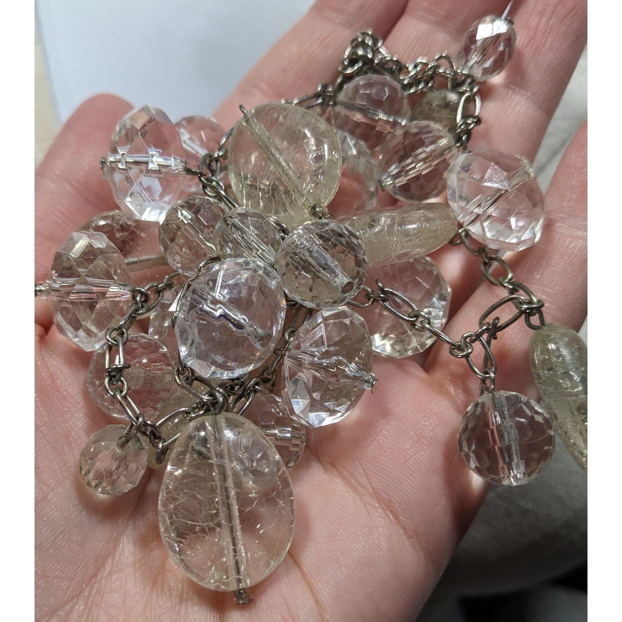Other Elegant Glam Clear Beaded Statement Necklace With Silver Ton Size ONE SIZE - 6 Thumbnail