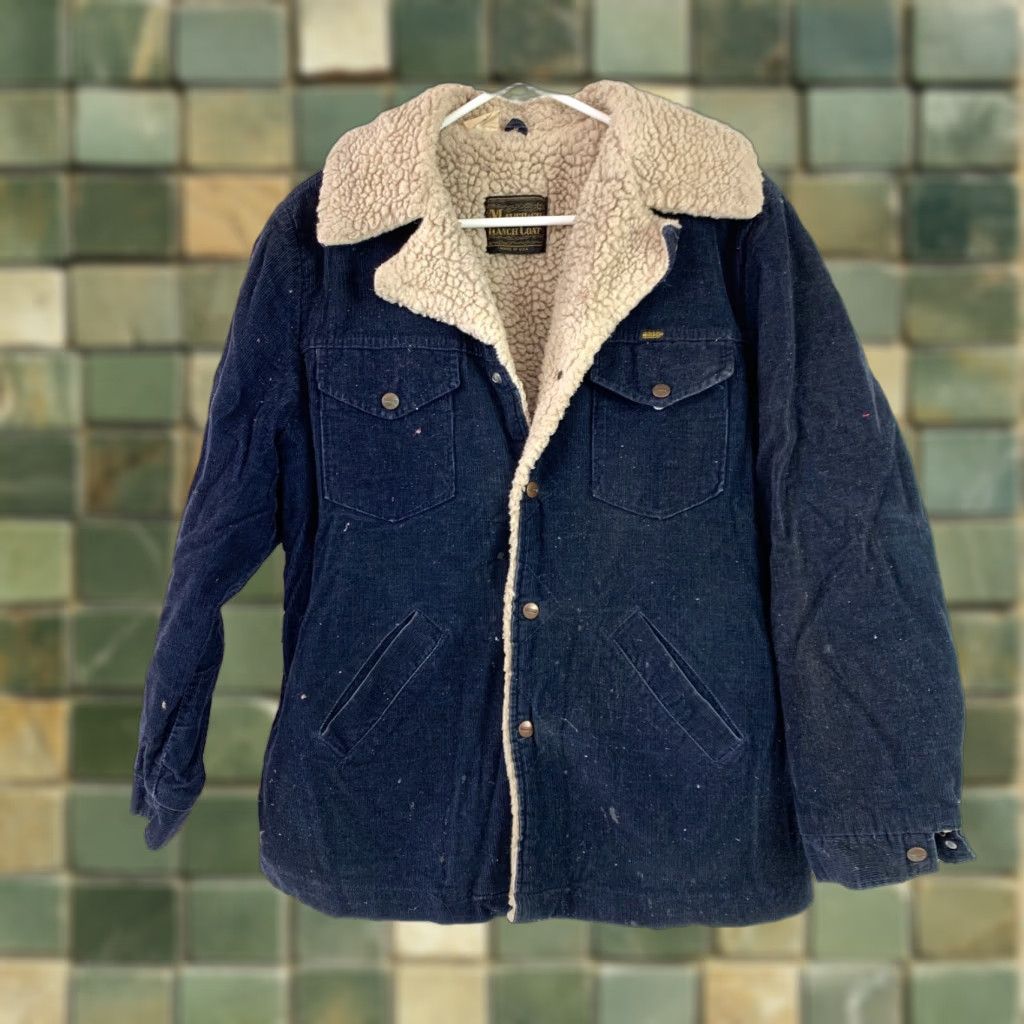Vintage VINTAGE Maverick Ranch Coat Corduroy Sherpa Blue Mens Large 3JL57NV Size US L / EU 52-54 / 3 - 1 Thumbnail