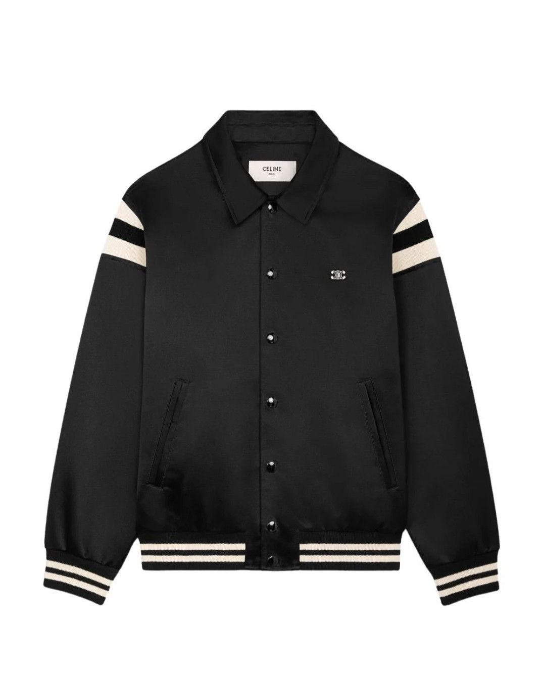 Celine Teddy Satin Varsity Jacket Size US L / EU 52-54 / 3 - 1 Thumbnail