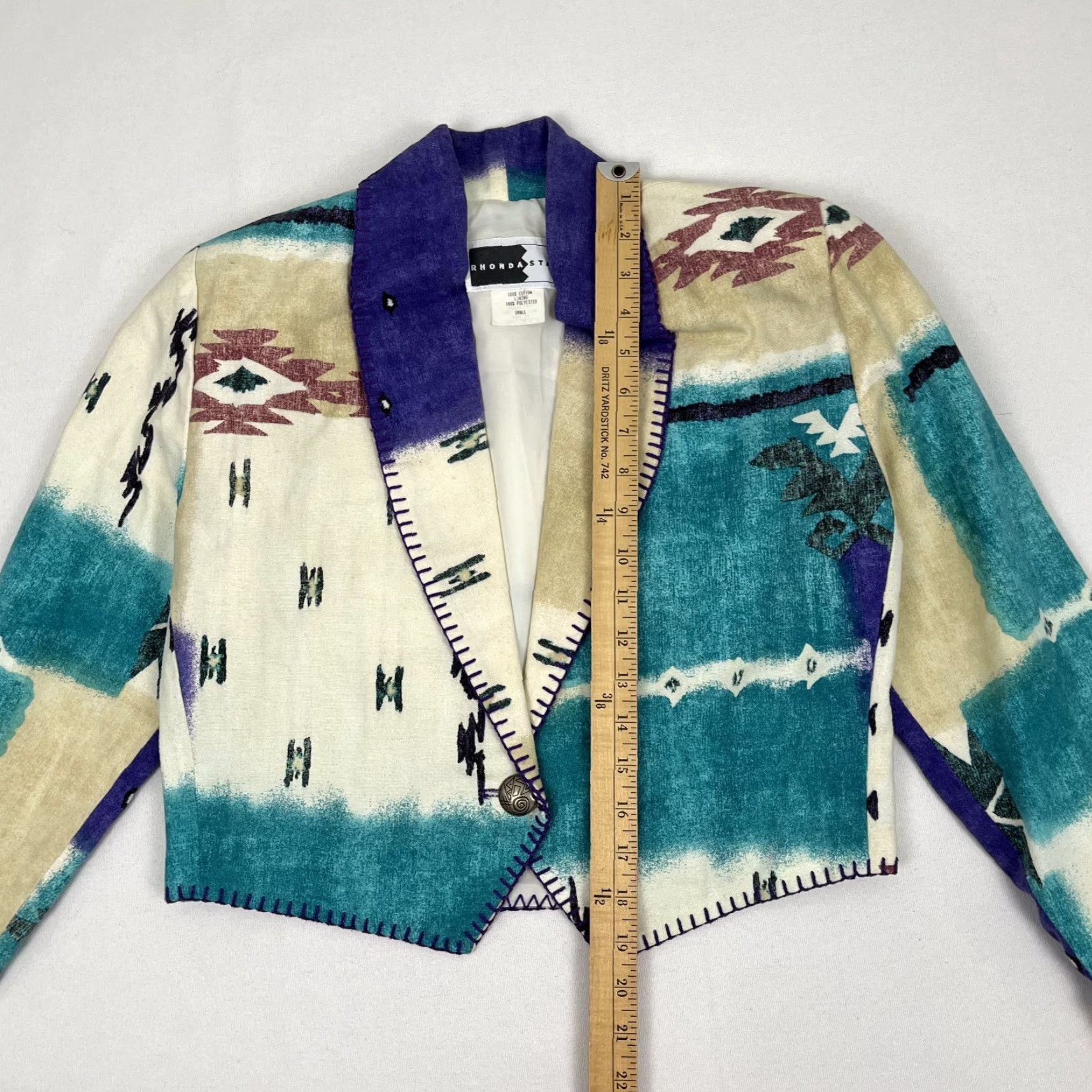 Honda VTG Rhonda Stark Jacket Women Small Concho Crop Southwestern Aztec Cowgirl Rodeo Jacket Size S / US 4 / IT 40 - 3 Thumbnail