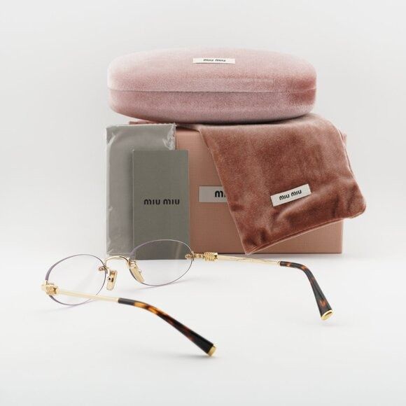 Miu Miu Miu Miu MUA54S 5AK08N Sunglasses Gold Oval Frame Size ONE SIZE - 8 Thumbnail